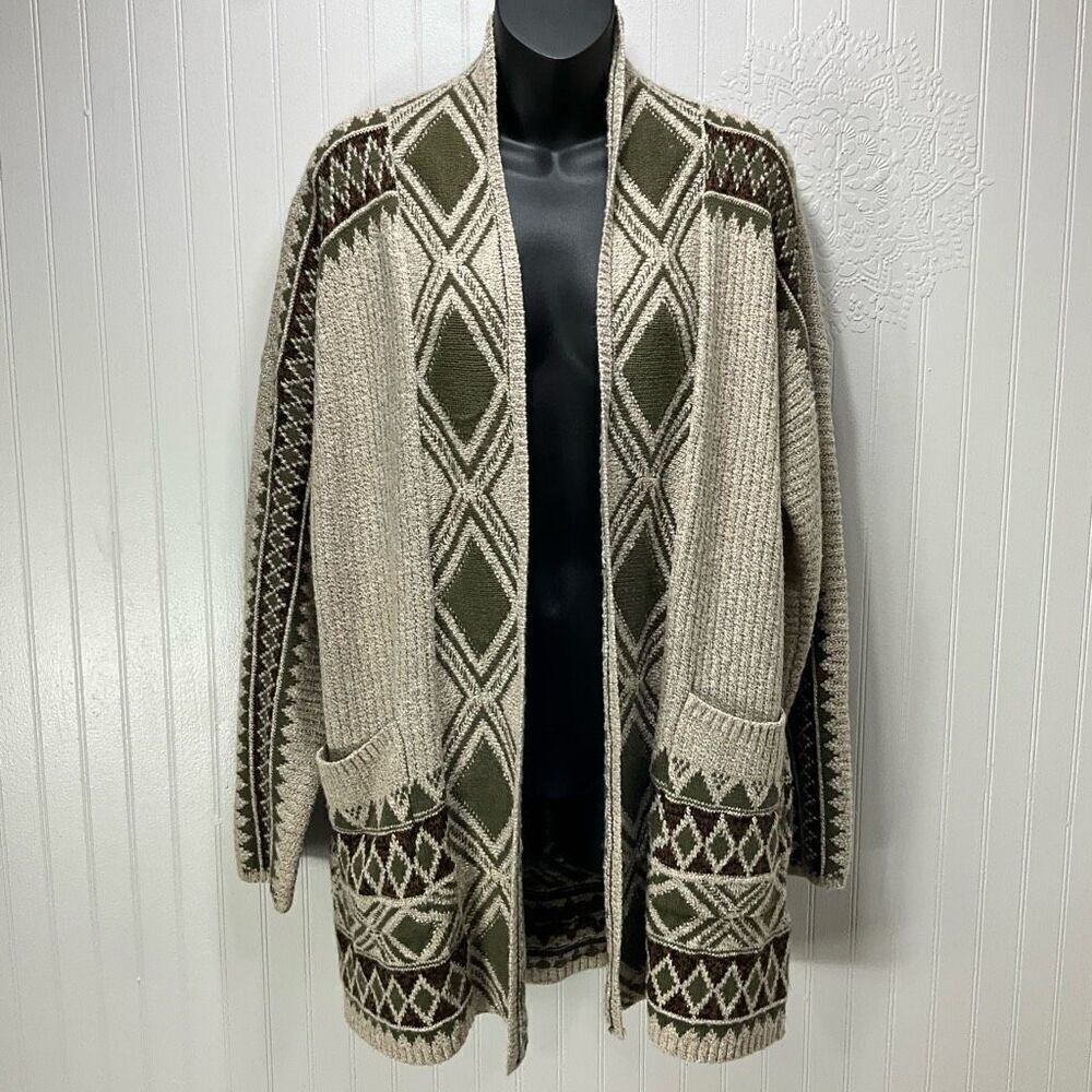 LUCKY BRAND Fair Isle Open Cardigan